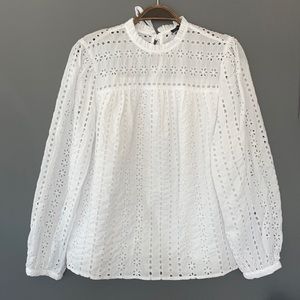 J crew eyelet tie back top in white size small